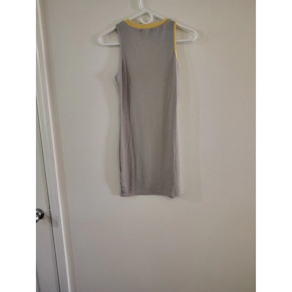 SHEIN Womens Ribbed Knit Color Block Wavy Mini Dress Yellow Grey Size M‎ US 6